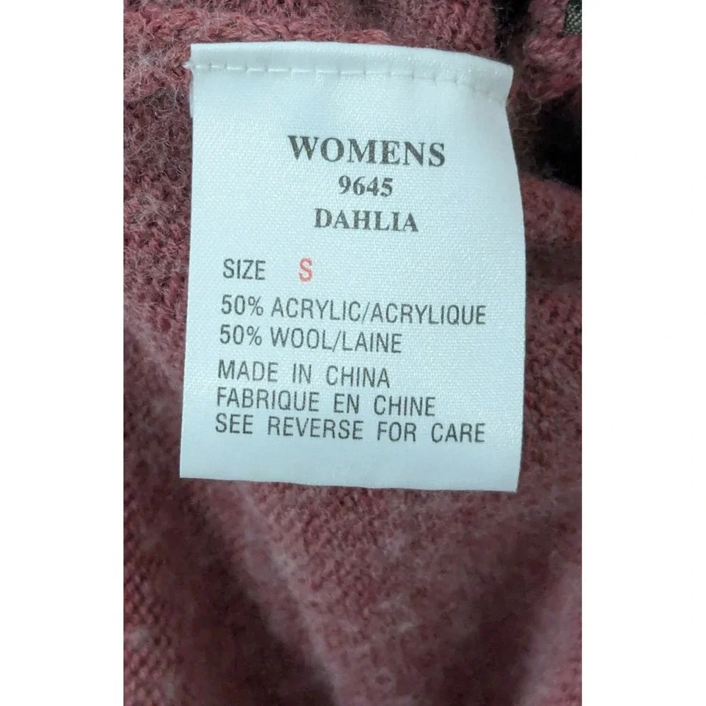 Woolrich Dahlia Pink Tweed Full Zip Cardigan Sweater Wool Blend Small Vintage